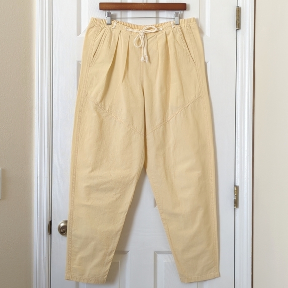 Liz Wear 90's Vintage High Waisted Relaxed Tapered Leg Soft Pants Pastel Yellow - Picture 1 of 12